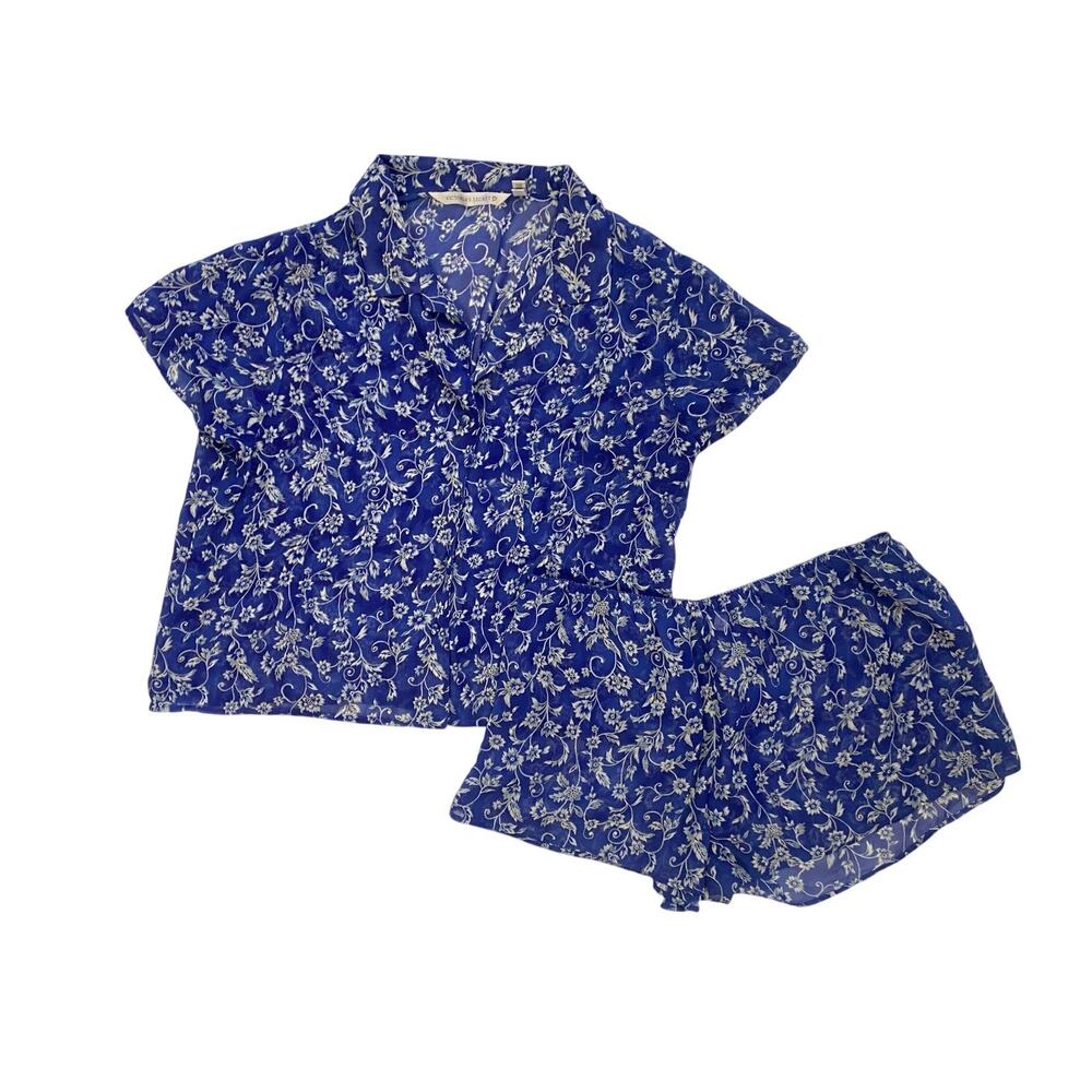 Y2K Victoria's Secret Blue Floral Lingerie Sleep Set